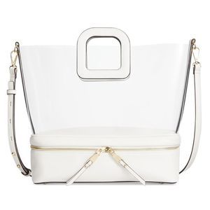 Vinyl Inc International Clear Transparent Maxi Tote White Strap Zip Drop Bottom